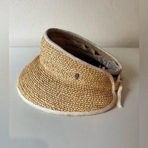 Helen Kaminski Natural Straw Visor with Cream Trim